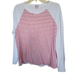 J. Crew Contrast Stripe Long Sleeve Cotton Tee